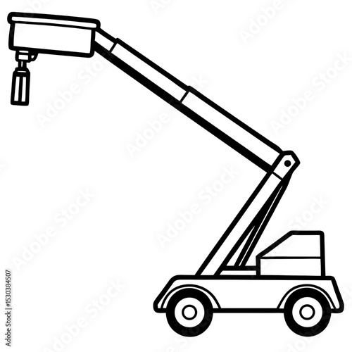 Boom Lift Vector Illustration on White Background