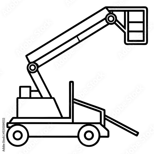 Boom Lift Vector Illustration on White Background