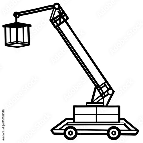 Boom Lift Vector Illustration on White Background