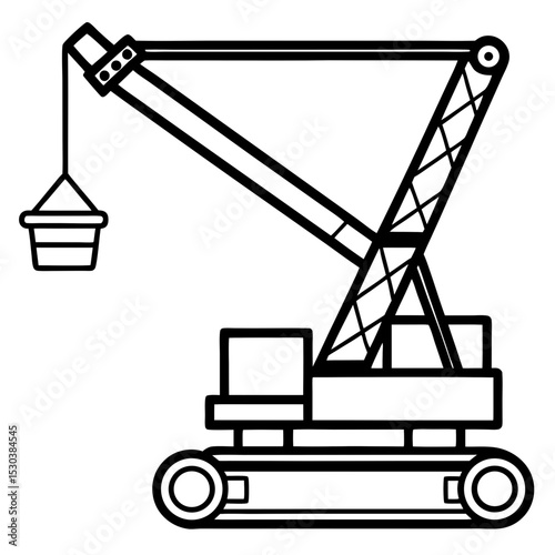 Boom Lift Vector Illustration on White Background