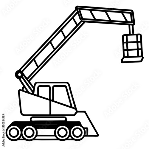 Boom Lift Vector Illustration on White Background