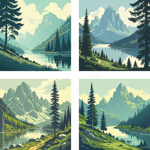 A mountain lake surrounded by towering peaks.