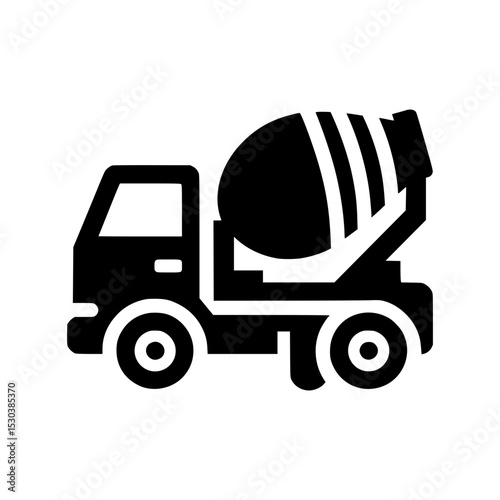 Cement mixer truck icon construction site