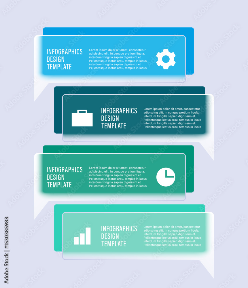 Glass morphism infographic design template. Vertical infographic layout with four steps or processes Glass morphism infographic design template. Vertical infographic layout with four steps or processes