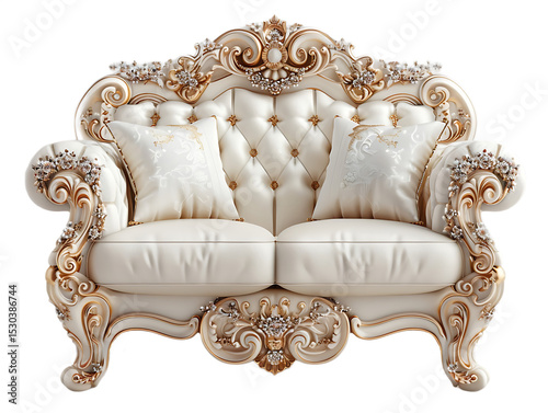 Ornate luxury settee with rich detailing high resolution picture