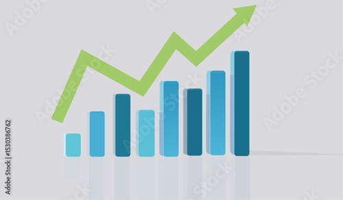 Graph with arrow and increase report.