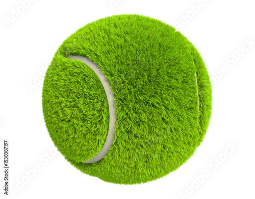 Tennis Ball with Green Fuzzy Surface Representing Sports Equipment, Outdoor Game, and Athletic Gear Isolated on White Background
