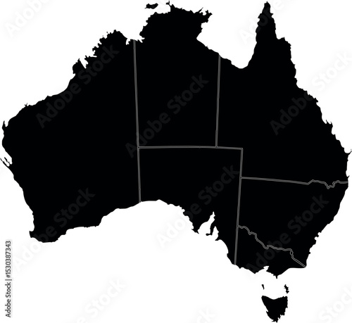 Simple Map of Australia with States Borders Vector Illustration 