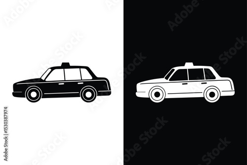 Silhouette Taxi Icon Minimal Vector for Transport Apps