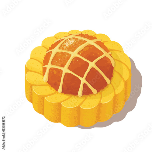 Nyonya Pineapple Tart. Traditional Open-Faced Cookie Vector Illustration