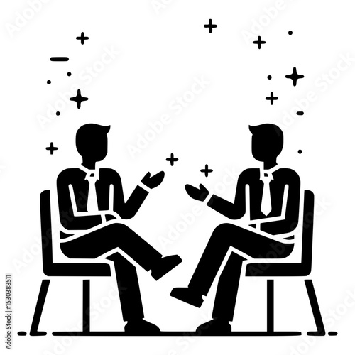 Businessmen discussing questions and solutions