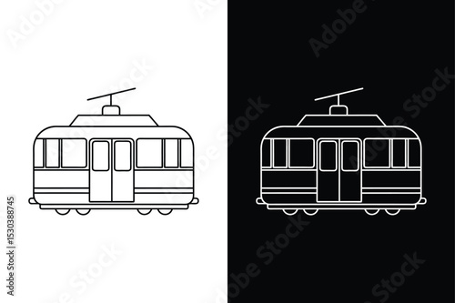 Outline Tramcar Vector. Pixel Perfect and Editable Design