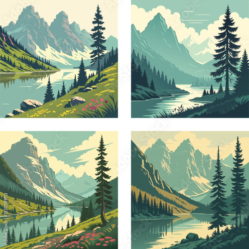 A mountain lake surrounded by towering peaks.