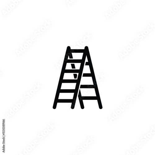 Black and White Icon Simple Stepladder Illustration for Design and Construction Projects