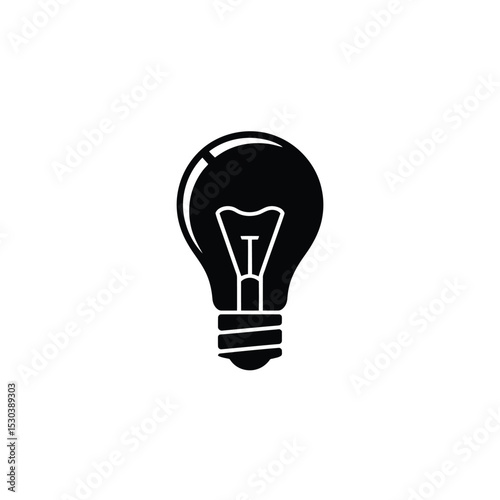 Black and White Illustration of a Standard Lightbulb with Visible Filament