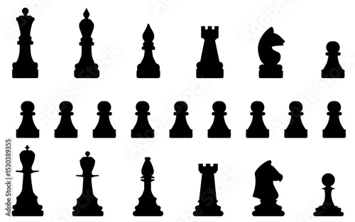 chess contour set element design silhouette