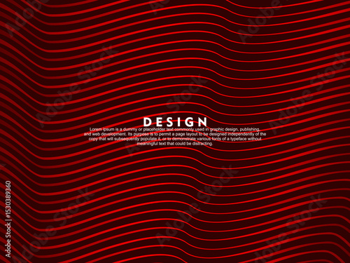 Abstract red glowing geometric lines on dark red background. Modern shiny red wave lines pattern. Futuristic technology concept, suitable for covers, posters, banners, brochures, websites, etc.