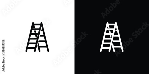 Black and White Ladder Icon Design, Double With Differing Contrasts and Colors Scheme