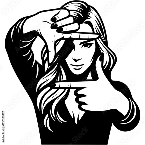 Stylish woman framing shot with hands