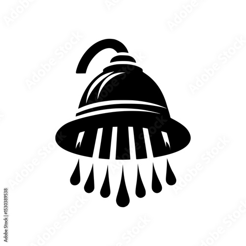 Stylish black and white shower head icon
