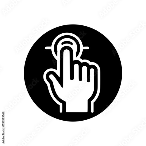 Hand touching screen icon digital interface