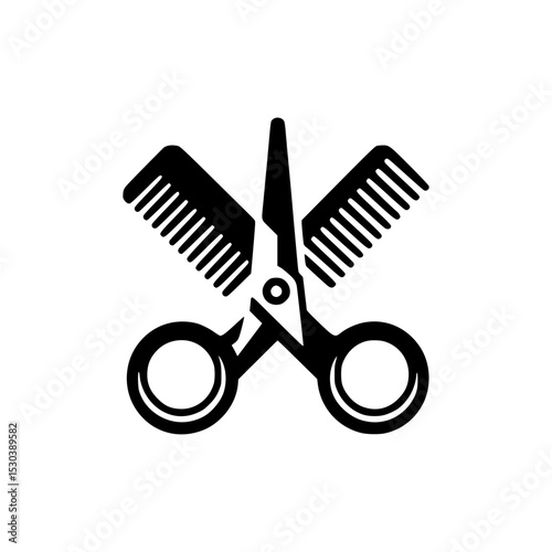 Hair salon scissors and comb icon design