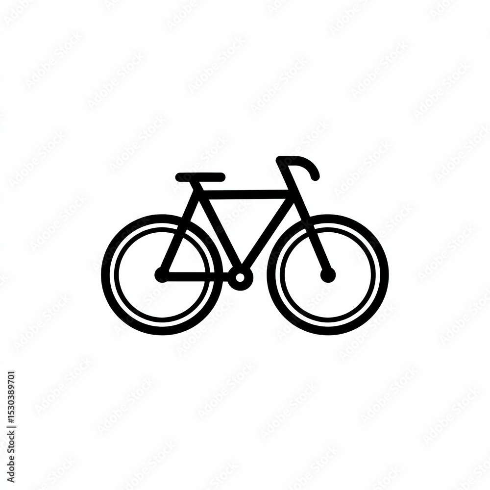 Obraz premium Minimalist bicycle icon, black outline on white, showing simplified design