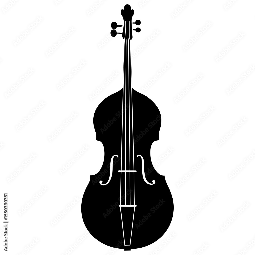 Fototapeta premium Black silhouette of a double bass