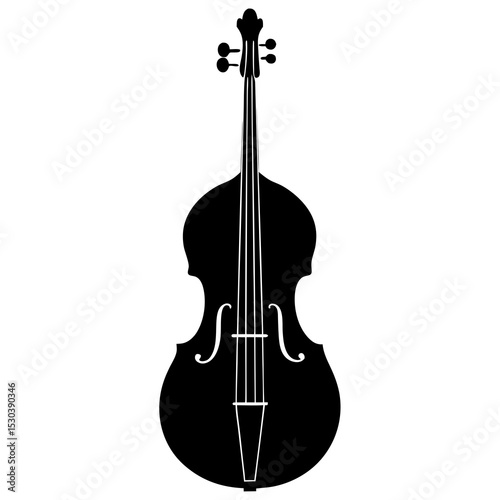 Black silhouette of a double bass instrument