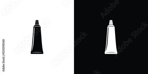 Black and White Two Contrasting Tubes on Split Background, Side by Side View