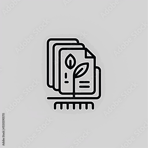 Minimalist Vector Line Icon Growing Documents, Sustainable Growth Concept