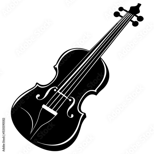 Black and white silhouette of a violin