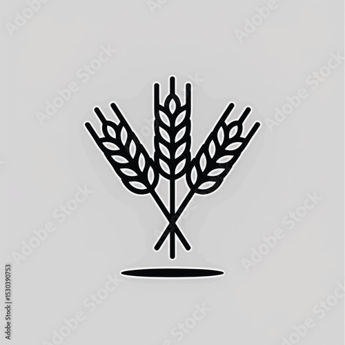 Minimalist Wheat Vector Line Icon A Simple Illustration of Three Wheat Stalks