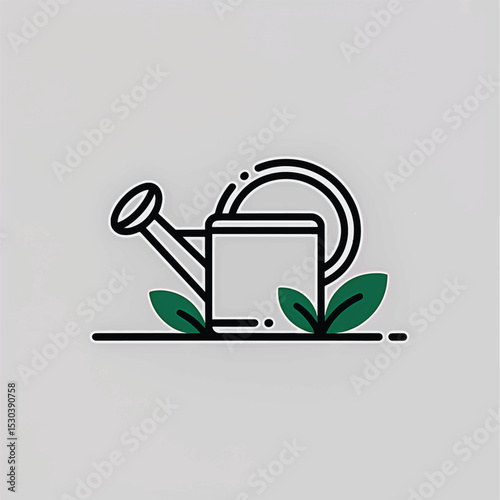 Minimalist Watering Can Vector Line Icon A Simple Illustration for Gardening and Nature Designs