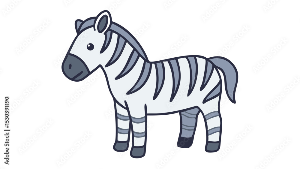 Obraz premium Stylized Zebra Logo Icon with Bold Black and White Stripes, Upright Mane, and Friendly Expression in Minimalist Style
