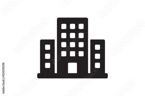 Apartment Block silhouette vector with white background