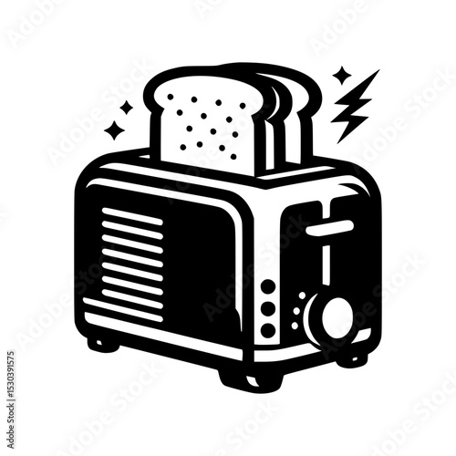 Retro toaster with toasted bread illustration
