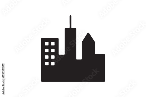 City Block silhouette vector with white background