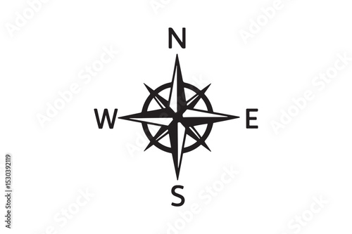 Compass Rose silhouette vector with white background