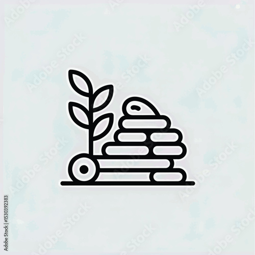 Stack of Stones with Plant A Transparent Background Vector Illustration
