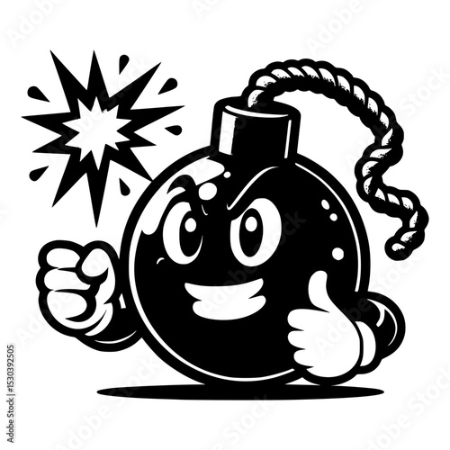 cartoon bomb black color vector 