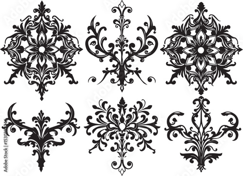 A set of elements, symbols, ornaments, mandalas. Hand drawn vector illustration	