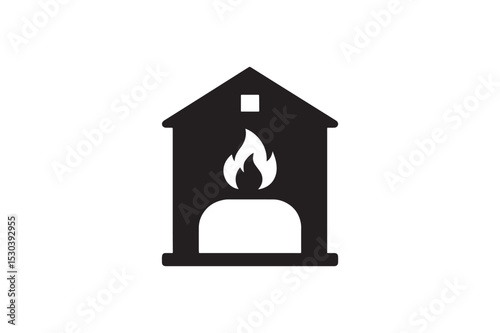 Fire Station silhouette vector with white background