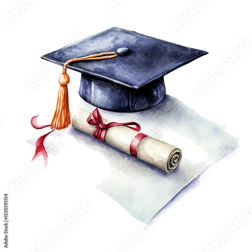 Diploma Holder, watercolor drawing vector, isolated on a white background.