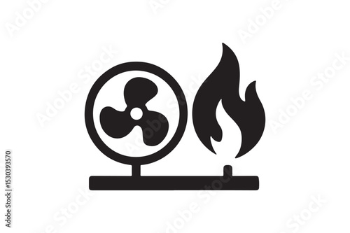 HVAC Icon silhouette vector with white background