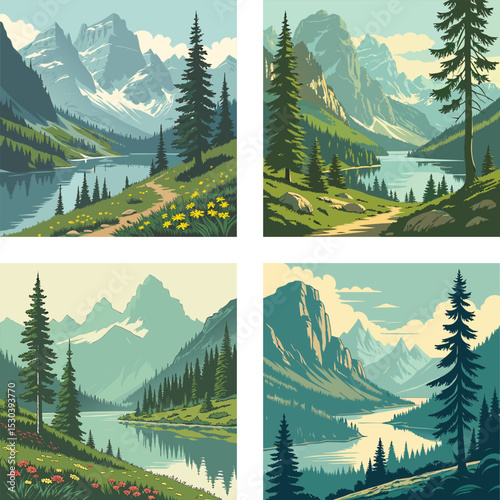 A mountain lake surrounded by towering peaks.