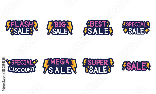 Sale and discount text icon set