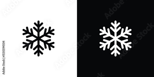 Snowflake Icons Black Snowflake on White, White Snowflake on Black, Winter Season Illustration