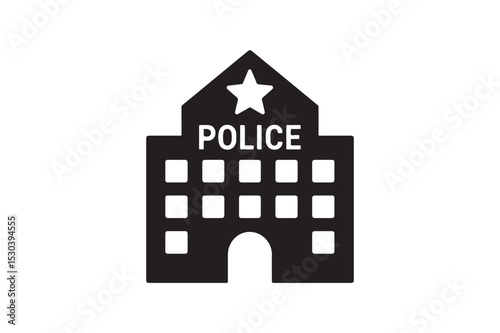 Police Station silhouette vector with white background
