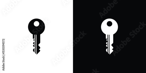 Split Black Key on White, White Key on Black Background